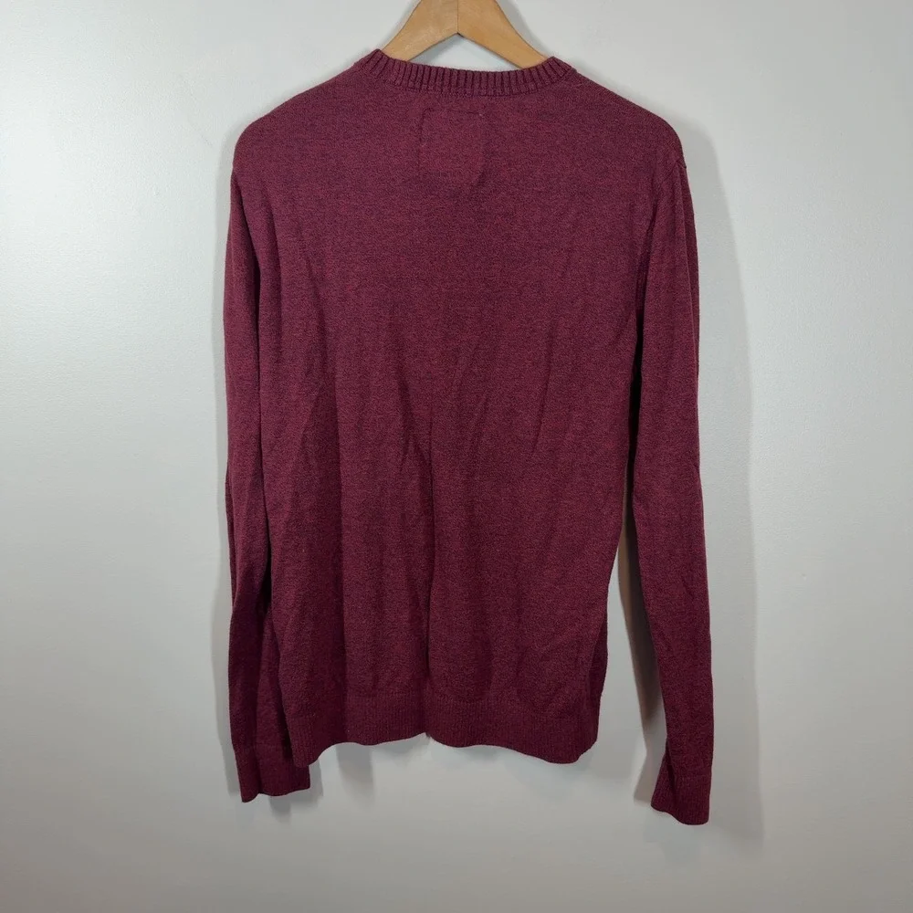 Hollister‎ Mens V-Neck Sweater Size M Maroon Burgundy Marl Knit Logo Stretchy